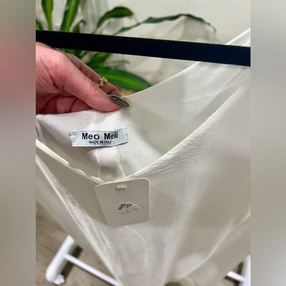 NWT Meo Meli White Slip Dress with Sheer Overlay - Picture 3 of 7